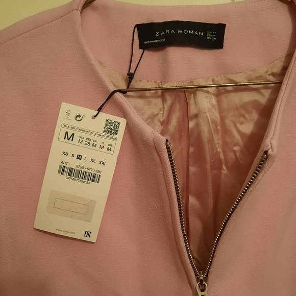 NWT Zara Pink Ruffled Zip Jacket Blazer Coat - Picture 5 of 11